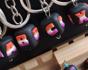 Pride Lesbian Keychain,  Lesbian Keyrings, Lesbian Personalized, Rainbow Letter- Pride Keychains, Lesbian Accessories, LGBTQ Community Gift