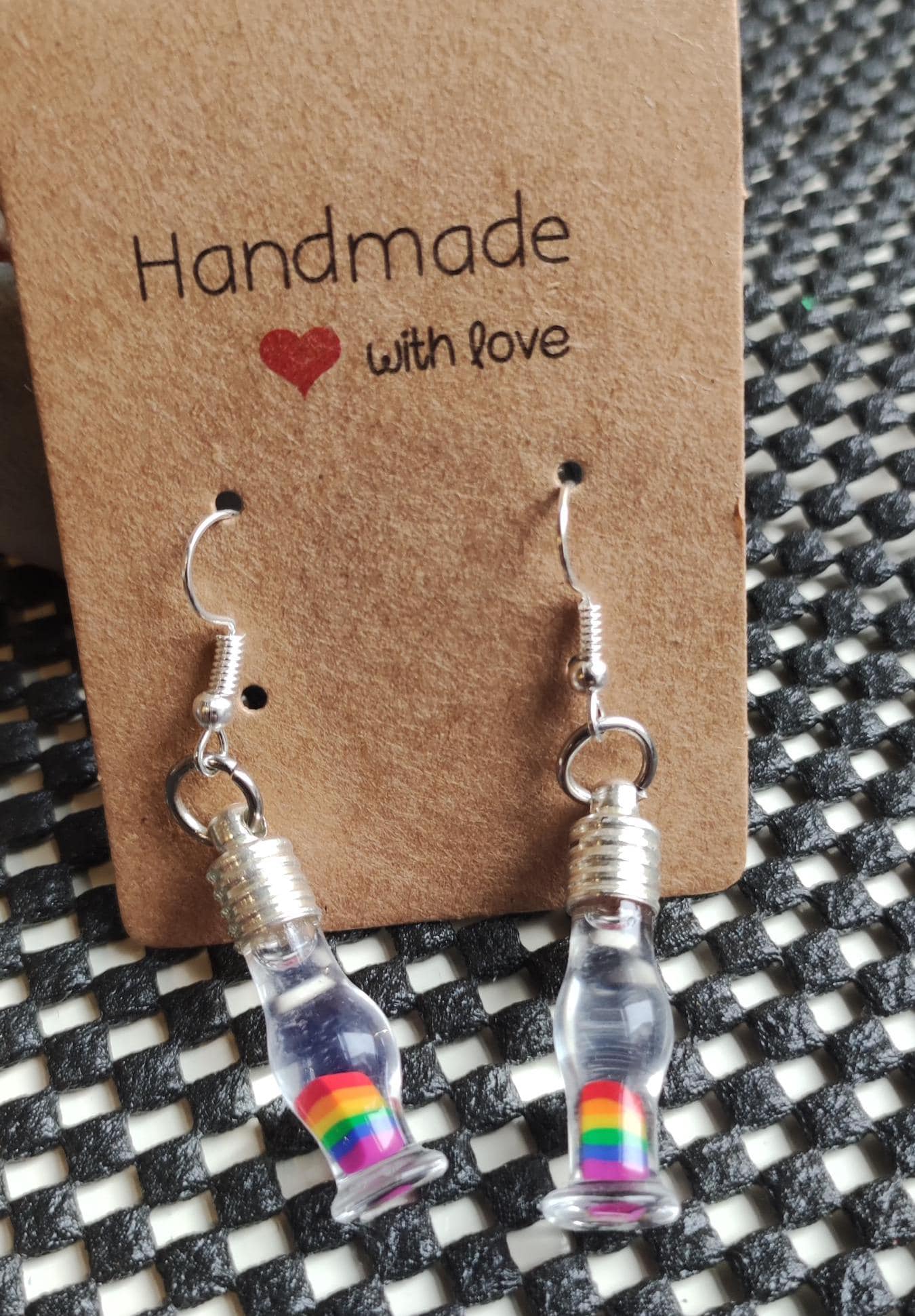 orecchini arcobaleno e nuvole, fatti a mano, pendenti in fimo e acciaio
