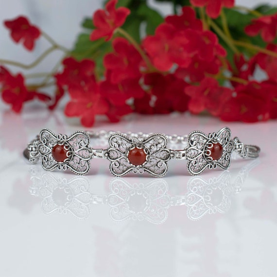 Bracciale Donna In Argento 925 Con Onice, Regolabile 17-21 Cm, Gioiello Delicato Con Pietra Naturale, Regalo Per Lei