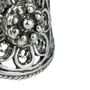 Sterling Silver Filigree Lace Women Dainty Ring, Flower Detailed Cocktail Ring image 7