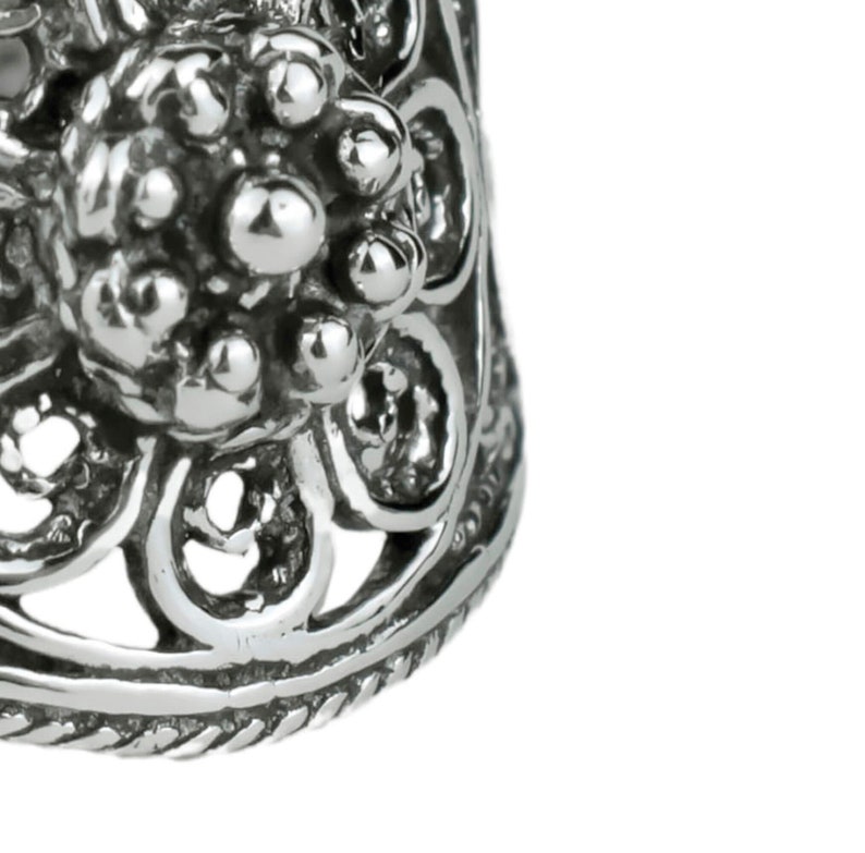 Sterling Silver Filigree Lace Women Dainty Ring, Flower Detailed Cocktail Ring image 7