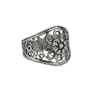 Sterling Silver Filigree Lace Women Dainty Ring, Flower Detailed Cocktail Ring image 6