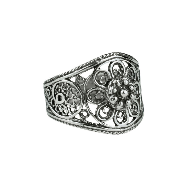 Bague fine en argent sterling avec dentelle en filigrane pour femme, bague de cocktail avec fleurs image 6