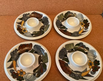 4 Camargue Series, Thomas Egg Cups, Plates. Porcelain West Germany 1970s
