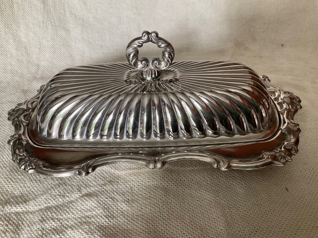Vintage Silver Plated Butter Dish With Glass Insert Etsy