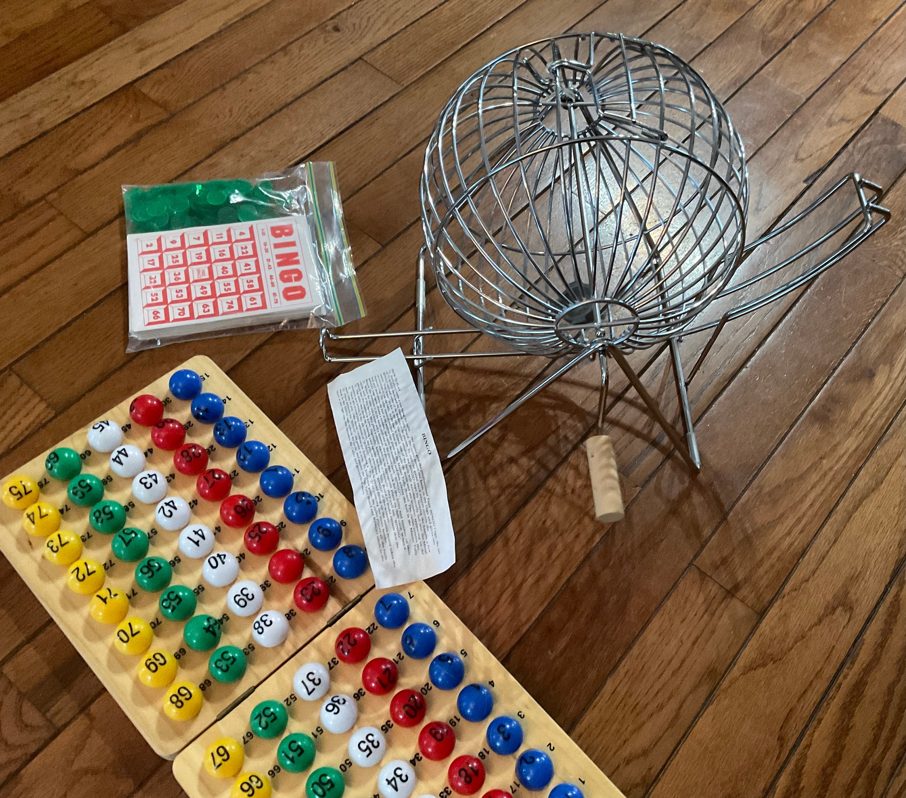 Bingo Set Tumbler Wood Tray Balls Cards Tokens and Etsy