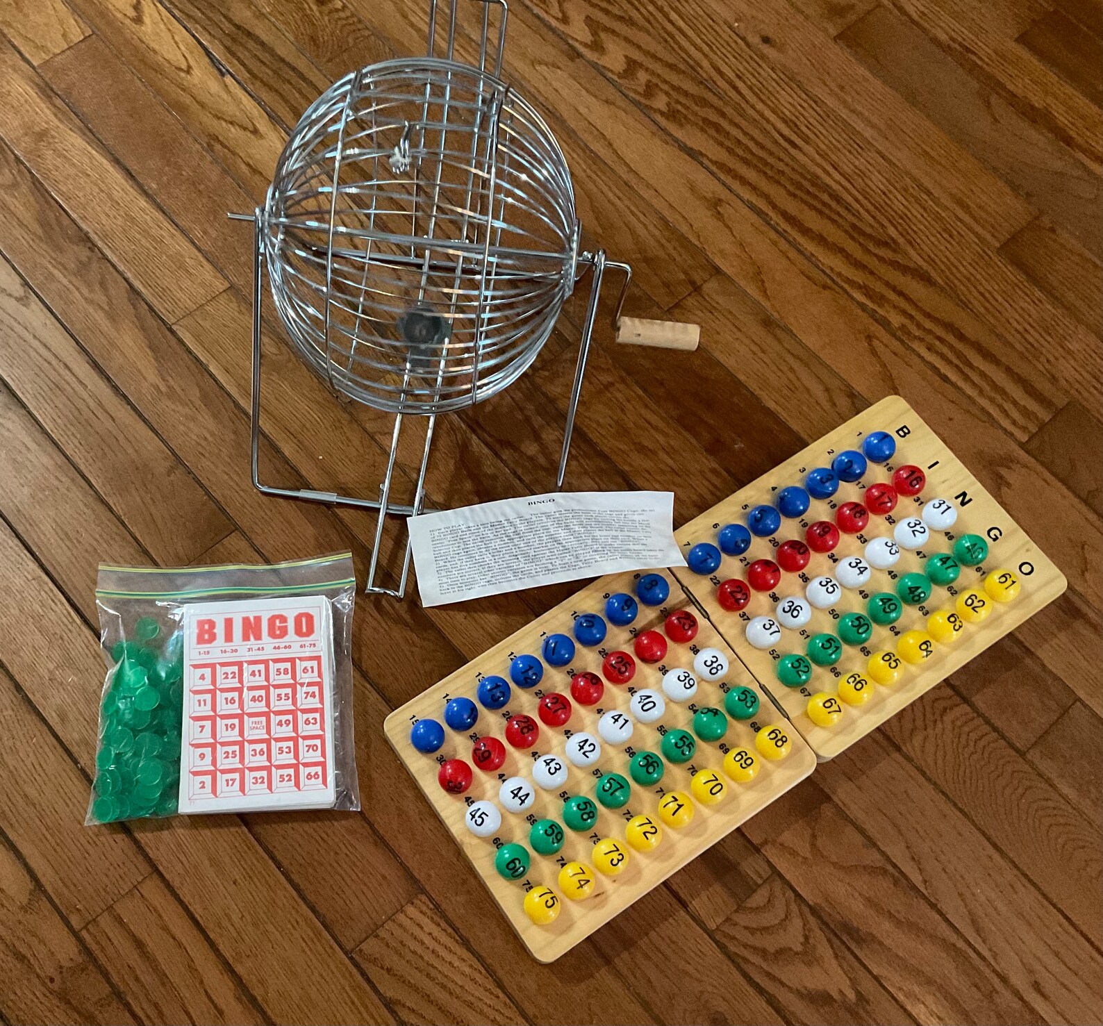 Bingo Set Tumbler Wood Tray Balls Cards Tokens and Etsy