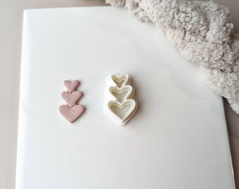 Heart Stack Imprint Cutter | Trendy Emboss Valentines Polymer Clay Cutter | Clay Jewelry | Jewelry Making | Polymer Clay Tools