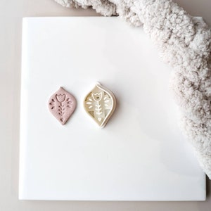 Teardrop Floral Imprint Cutter | Trendy Emboss Valentines Polymer Clay Cutter | Jewelry Making | Polymer Clay Tools | Nordic Folk