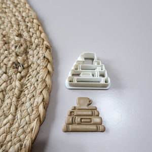 Coffee Book Stack Cutter | Fall Clay Cutters | 3D Polymer Clay Cutter | Clay Jewelry | Jewelry Making | Polymer Clay Tools