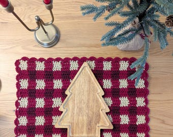 Holiday Christmas Gingham Placemat Crochet Pattern