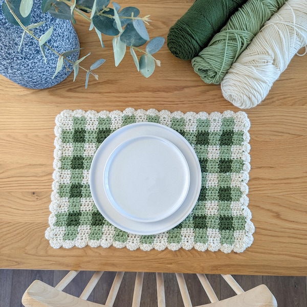 Haakpatroon placemat gingham-ruit