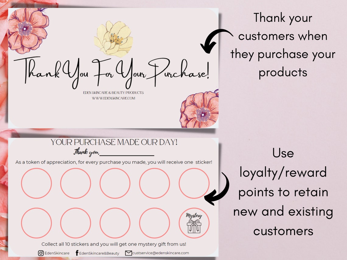Printable Thank You Card and Loyalty Card for Business - Etsy