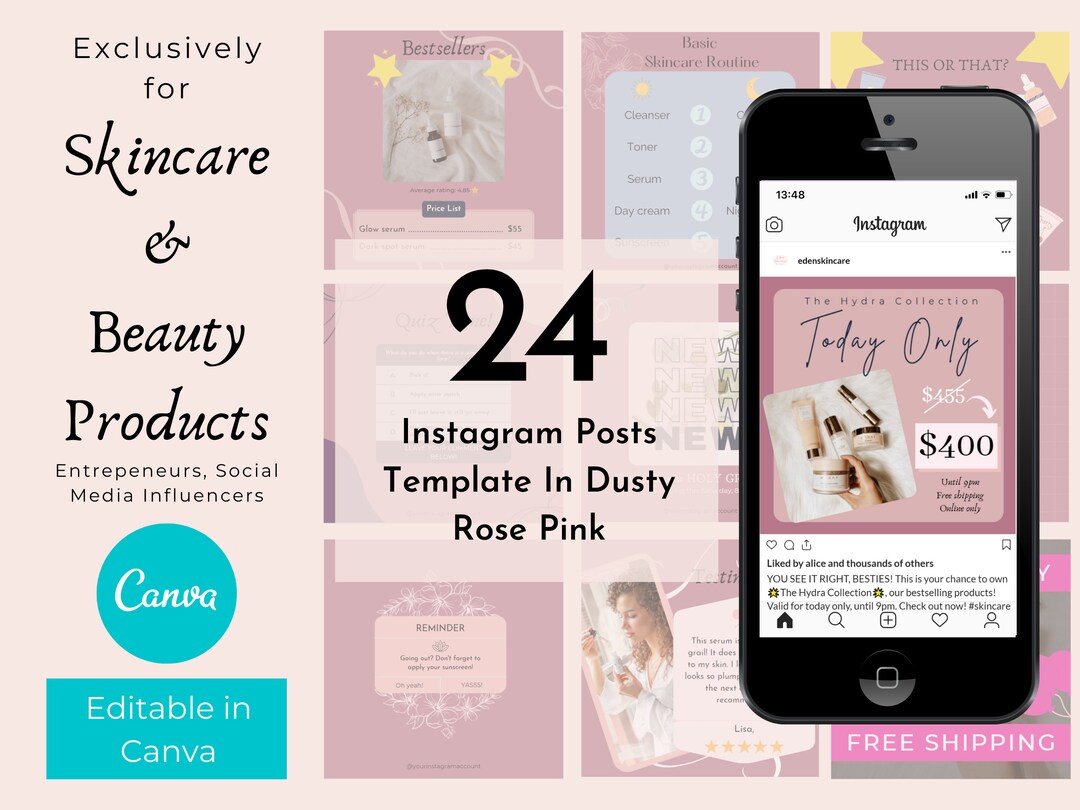 24 Instagram Post Template Canva Editable and Customizable - Etsy