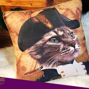 Cat Throw Pillow, Pillow Covers 16x16, Accent Cat Pillow, Cat Pillow Case, Gift For Cat Lover, Cat Home, Cat Art Birthday, Cat Room Decor