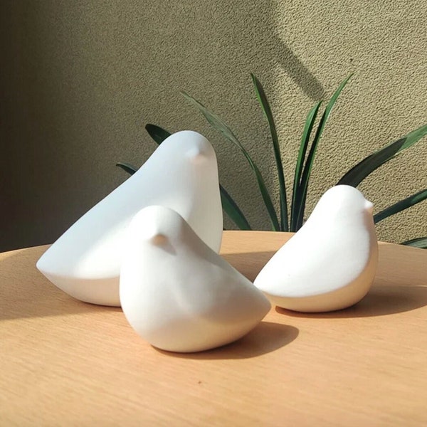 Nordic White Ceramic Bird Ornaments | Modern Home Desk Wedding Sculpture Decor | Birds or Animal Lovers | Minimal