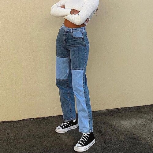 Aesthetic Y2K Baggy Jeans Straight Leg Jeans High Waisted - Etsy