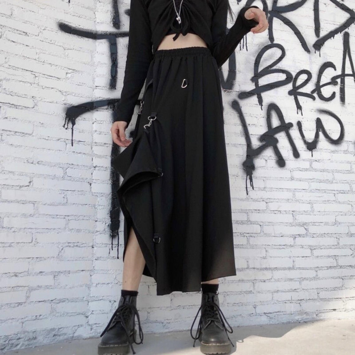 Womens High Waisted Black Skirt Harajuku Y2k Streetwear - Etsy