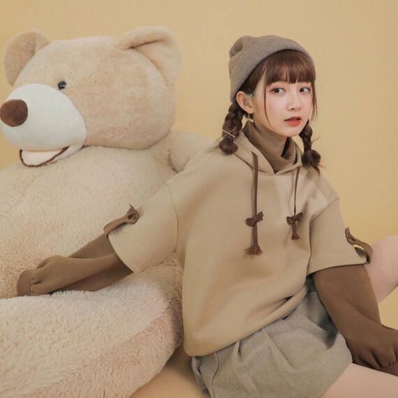 Brown Bear Hoodie Kawaii Long Sleeve 