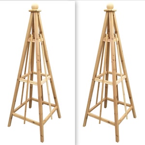 Pair of 6' Cedar Obelisk |<<< FACTORY 2nd>>>  16" or 24" base | Solid Wood Garden Structure |  4 Season Weather Resistant