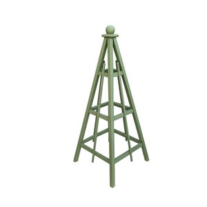 5' French Moss Green Obelisk  | 16" or 24" Base | Solid Pine Structure | 4 Season Weather Resistant | Sphere or Spire Finial