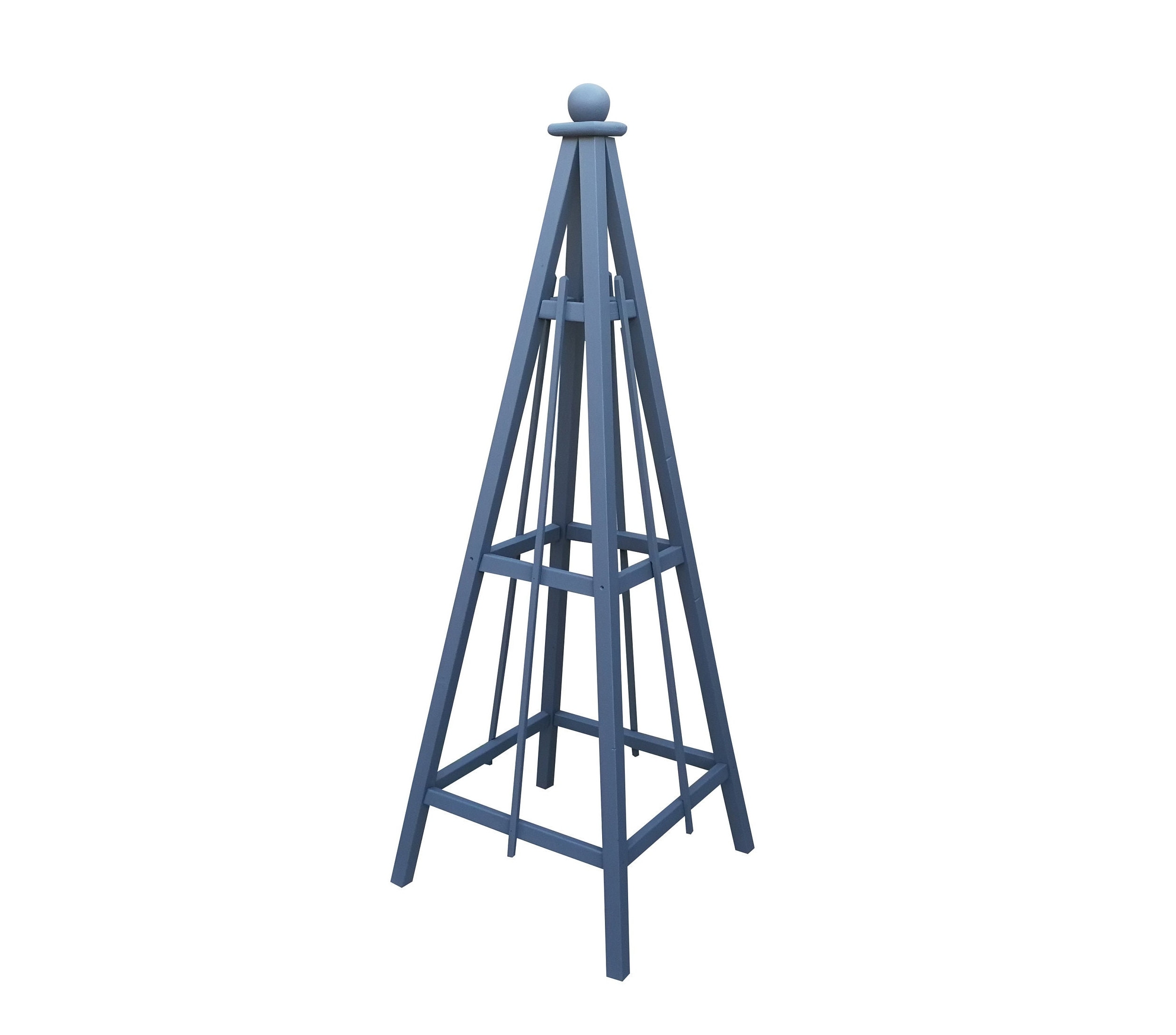 6' Obelisk with Solid Stain | Solid Pine Plant Stand | Newburyport Blue | Stable and 4 Season Weather Resistant | Sphere or Spire