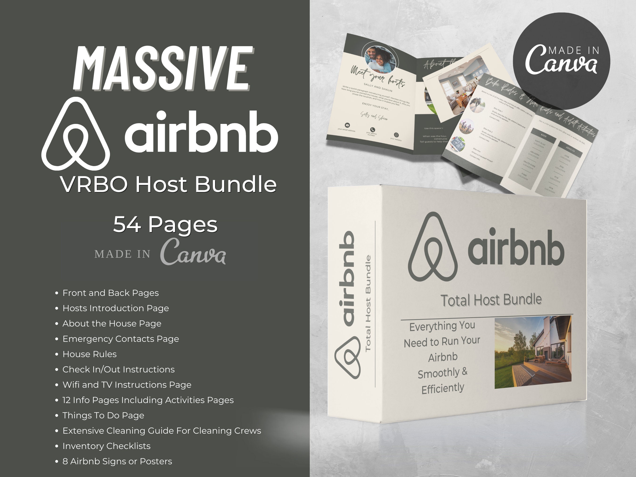 MASSIVE AIRBNB HOST Welcome Book Template Signs Cleaning - Etsy