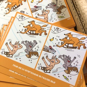 Postkarten, Rätsel, Cartoons, Suchbilder, Grußkarten, Julecartoons