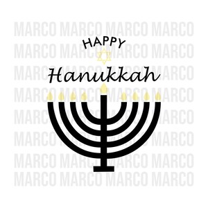 Happy Hanukkah Menorah SVG, Star of David, svg Dxf png Schneidedateien für Silhouette oder Cricu, Direkter Download