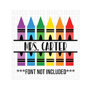 Crayon SVG, Crayon Monogram SVG, Split Monogram Svg, Crayons SVG, Teacher Monogram Svg, Cut Files for Cricut and Silhouette - Svg, Dxf, Png