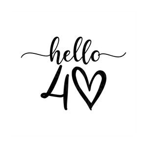 Hello Forty SVG, Hello 40 svg, Birthday Svg, Forty Birthday Svg, Fortieth Birthday svg, 40th bday t-shirt design, Sublimation