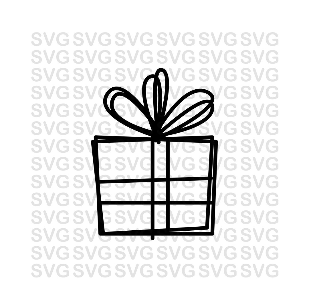 Hand Drawn Gift Box Svg, Christmas Svg, Gift for Her, Gift for Him, Png