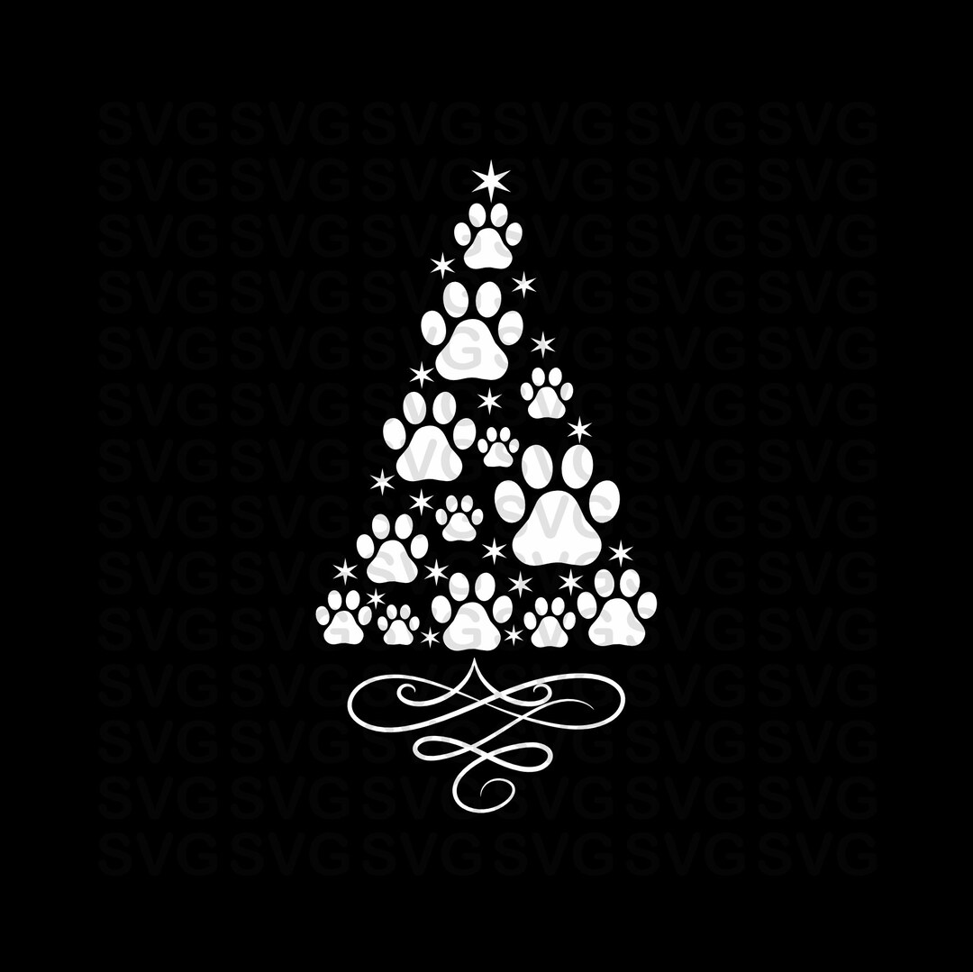 Paws Tree PNG Paw Print Svg Christmas Tree Christmas Cat Etsy