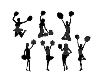 Cheerleader SVG, Cheer Svg, Cute cheer, cheerleader Silhouette Pack Svg, Cheer PNG, Cheer DXF, High School Cheer, cheer team svg