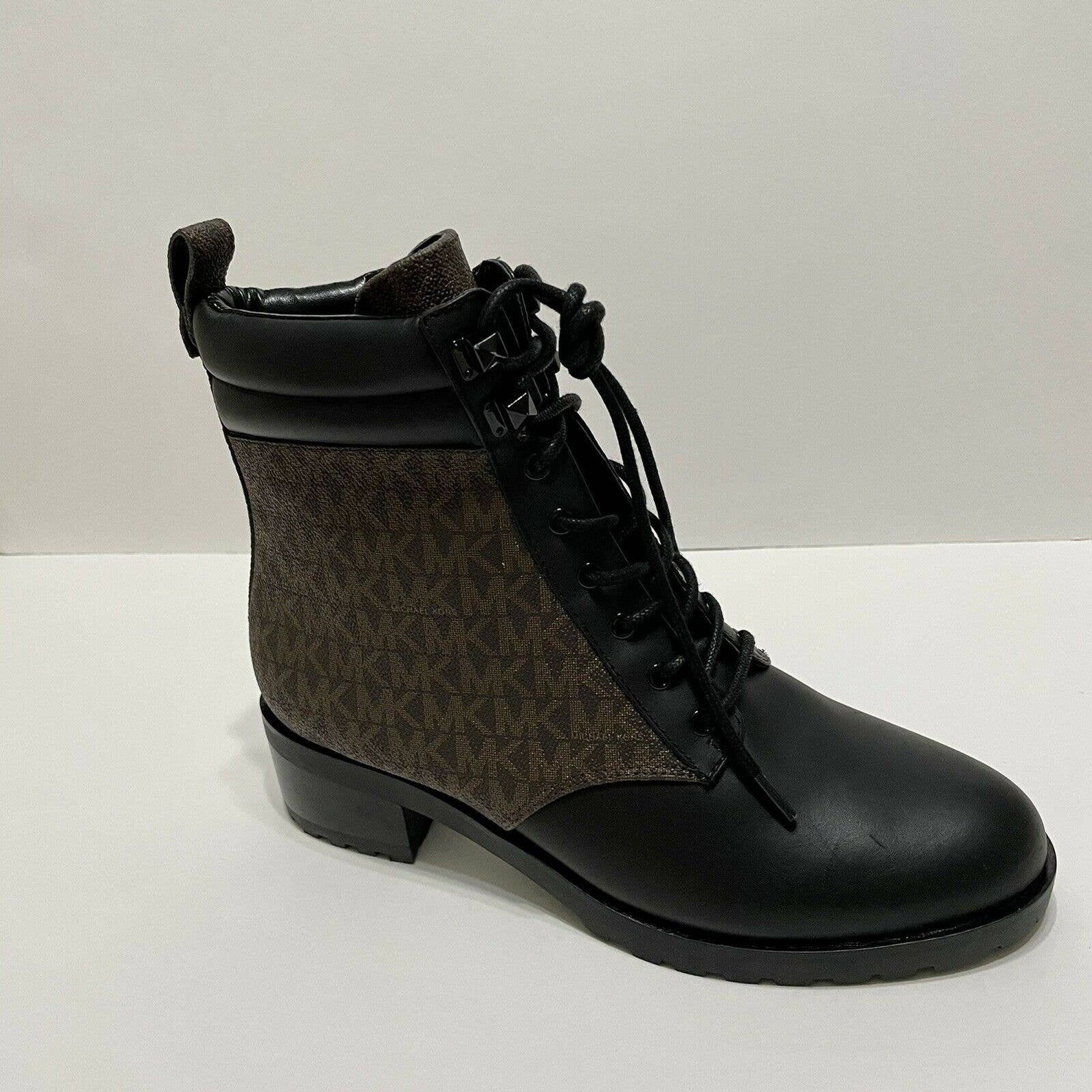 MICHAEL Michael Kors Halsey Logo Combat Boots Black / Brown | Etsy