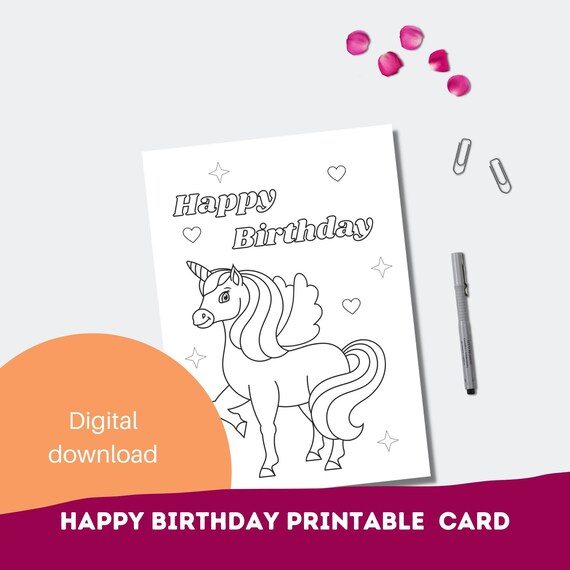 Printable Birthday Coloring Cards for Kids Digital Downloads - Etsy