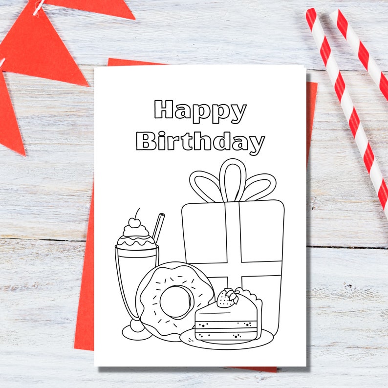 Printable Birthday Coloring Cards for Kids Digital Downloads - Etsy