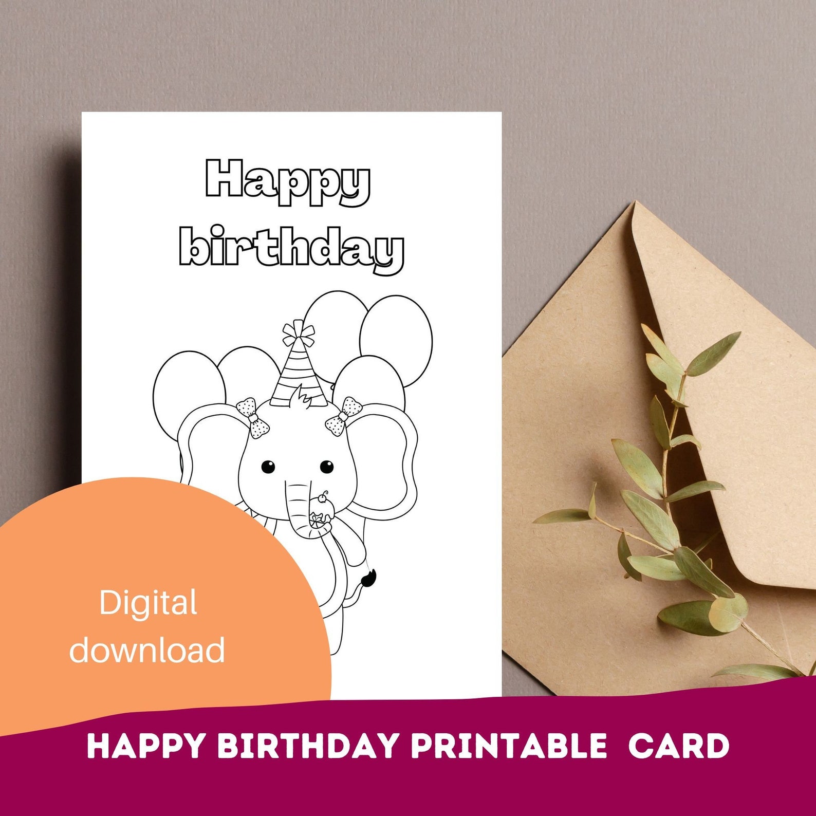 Printable Birthday Coloring Cards for Kids Digital Downloads Etsy