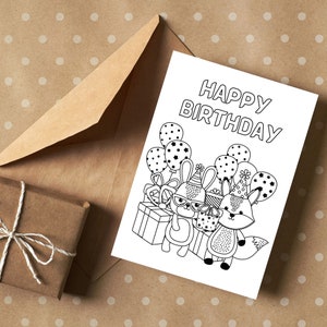 Printable Birthday Coloring Cards for Kids Digital Downloads - Etsy