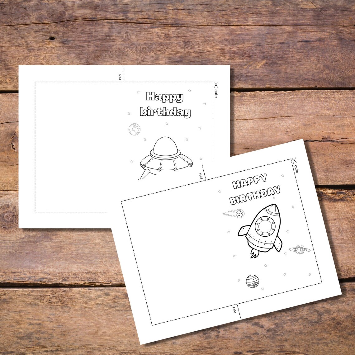 Printable Birthday Coloring Cards for Kids Fun Set of 5 - Etsy