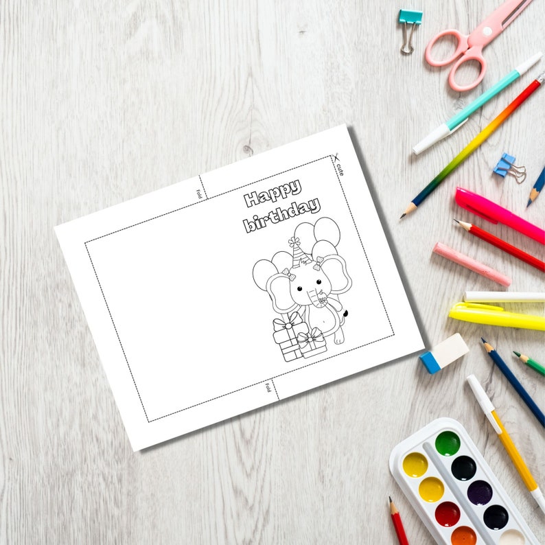 Printable Birthday Coloring Cards for Kids Digital Downloads - Etsy