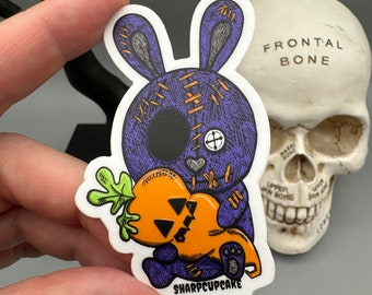 Pegatina de vinilo de Hatch Bunny y Jack Carrot, calcomanía gótica para portátil