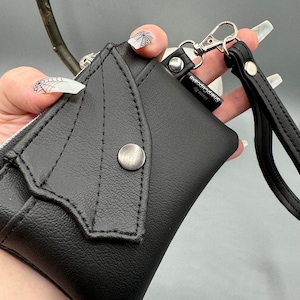 Mini Black Batwing Wristlet Wallet, Card and Coin Pouch, Goth Gift