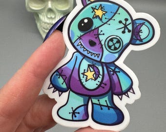 Oso de patchwork, Día del hilo, Pegatina, Gótico, Regalo