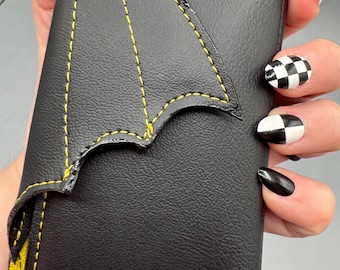 Yellow and Black Batwing Goth Wallet