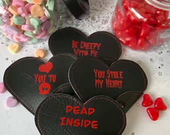 Dark Conversation Hearts Red on Black, Goth, Gift