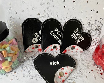 Dark Conversation Hearts Red on White Blood Splatter, Goth, Gift