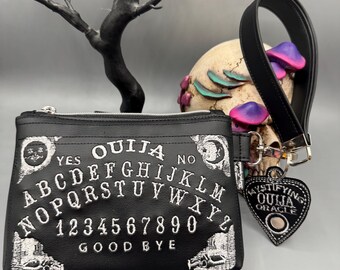 Ouija Board Clutch: Black, Planchette Dangle, Key Fob