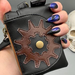 Mini Steampunk Gear Wristlet Carteira, Cartão e Bolsa de Moedas, Presente