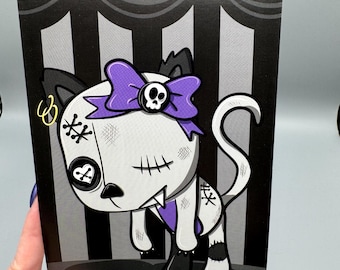 Lámina artística del gato Hekaterin, Día del Hilo, Tarjeta Gótica Premium